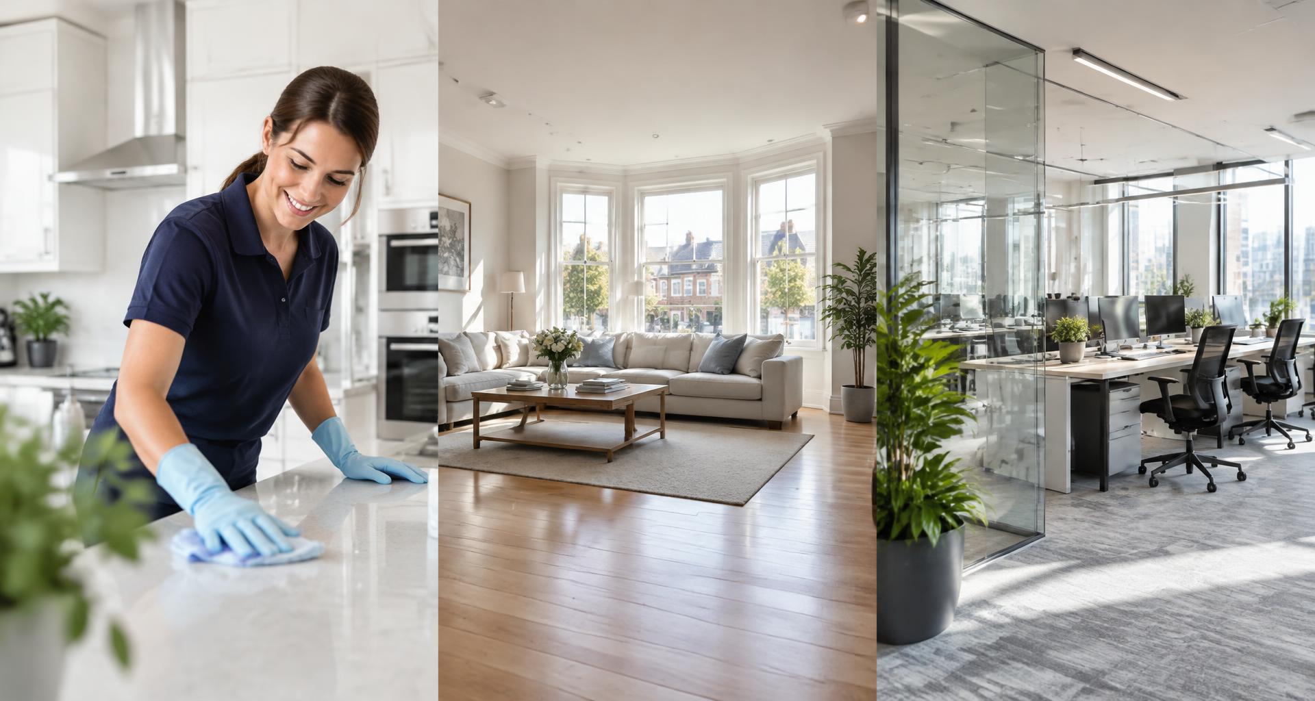 Professional cleaner refreshing a bright kitchen
